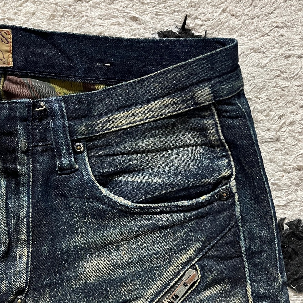 PRPS W30 Men's Dark Blue and Tan Relaxed distressed Jeans - Picture 6 of 16